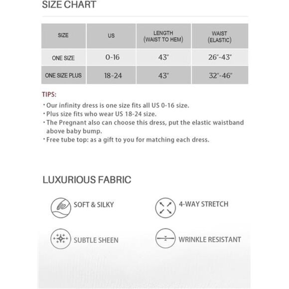 Infinity Convertible Bridesmaid Dress Plus Size Multi-Way Twist Wrap Long - Picture 4 of 5